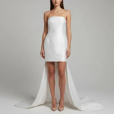 Pre-owned Solace London White Sateen Train Detail Neva Mini Dress M