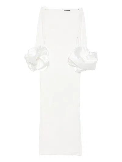 SOLACE LONDON WHITE TALIA RUFFLE-CUFF MAXI DRESS
