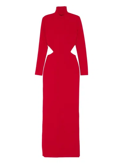 Solace London Wilma High Neck Backless Maxi Dress In Red