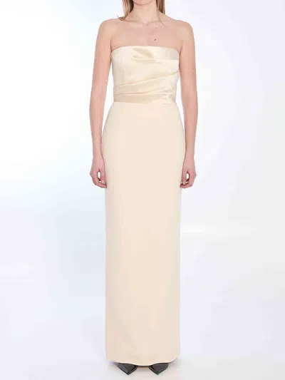 Solace London Women Afra Long Dress In Beige