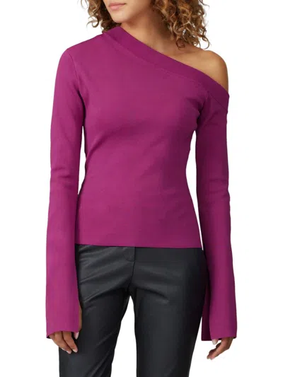 Solace London Women's Asymmetric Neckline Top In Purple