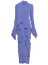 Solace London Nella Draped Ruched Crepe Maxi Dress In Viola