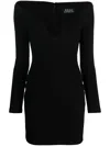 Solace London Black ' Uma' Mini Dress With Long Sleeves And U-neck In Black