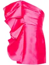 Solace London Fuchsia Mini Dress With Ruffles At The Side In Pink