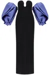 Solace London Strapless Karina Maxi Dress With Removable Puff Sleeve In Black