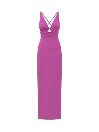 Solace London Pink V Neck Maxi Dress In Purple