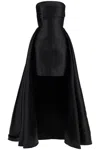 Solace London Strapless Trina Mini Dress With Maxi Draped In Black