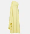 Solace London Yazmin Asymmetric Caped Gown In Yellow