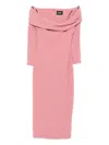 Solace London Yuni Off-shoulder Draped Midi Dress In Pink