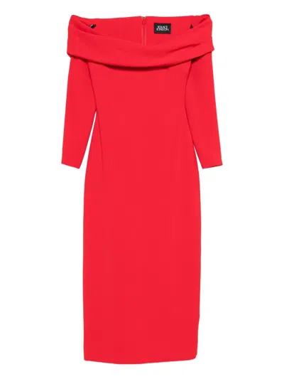Solace London Yuni Off-shoulder Midi Dress In Red