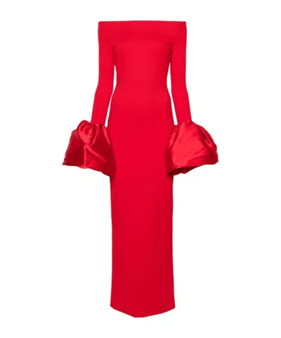 Solace Talia Oversized-cuffs Gown In Red