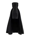 Solace London Strapless Trina Mini Dress With Maxi Draped In Black