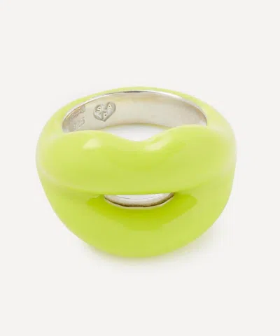 Solange Azagury-partridge Sterling Silver Neon Yellow Hotlips Ring