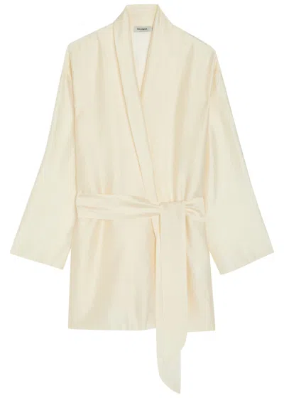 Solaqua Alma Embroidered Belted Kimono Robe In White