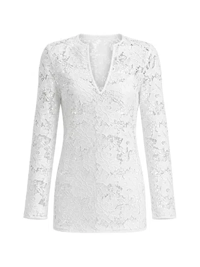 Solaqua Daphne Floral-lace Tunic In White