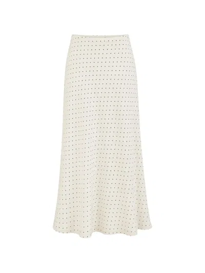 Solaqua Francesca Bias-cut Polka-dot Midi Skirt In Neutral