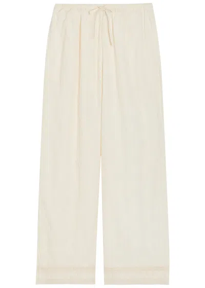 Solaqua Giulia Embroidered Wide-leg Trousers In White