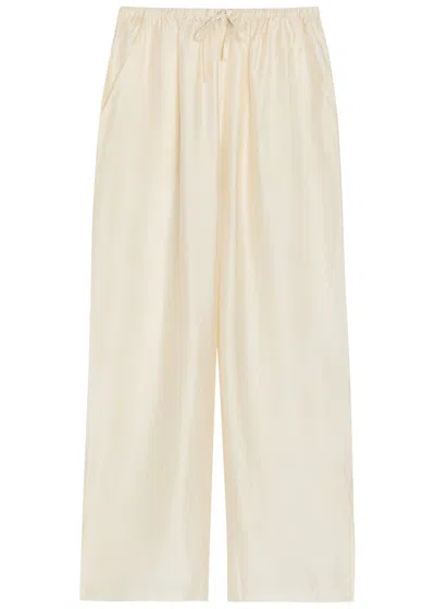 Solaqua Giulia Embroidered Wide-leg Trousers In White