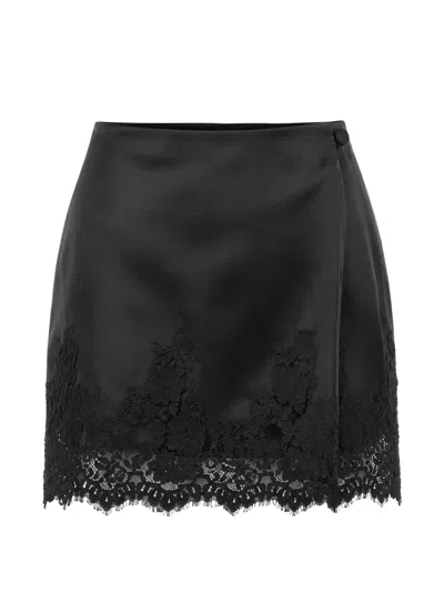 Solaqua Harper Lace-trim Mini Skirt In Black