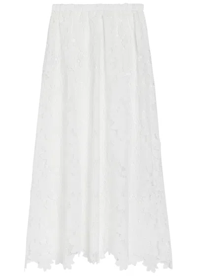 Solaqua Margaux Embroidered Guipure-lace Maxi Skirt In White