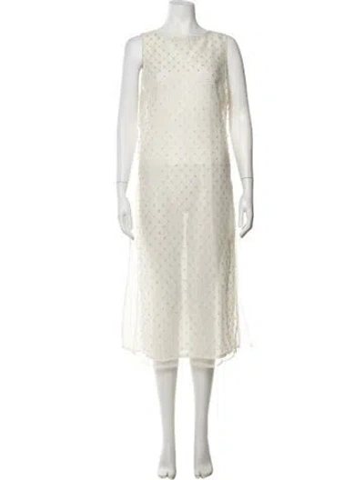 Pre-owned Solaqua Patterned Midi Length Dress W/ Tags In Neutrals