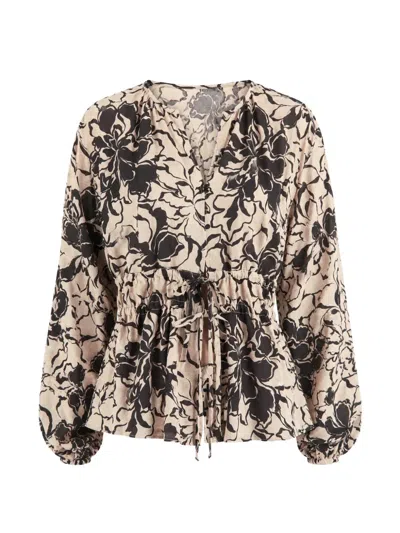 Solaqua Poppy Floral-print Blouse In Animal Print