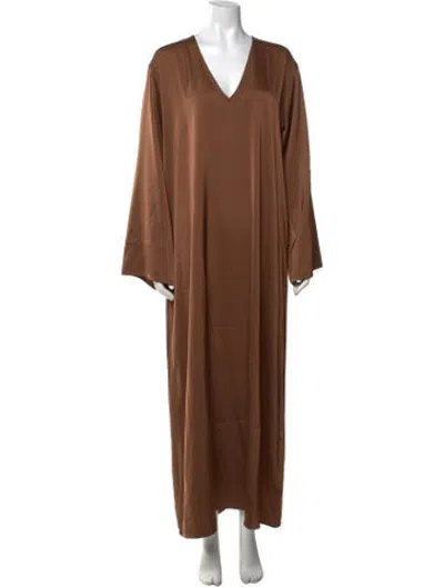 Pre-owned Solaqua Silk Long Dress W/ Tags In Brown