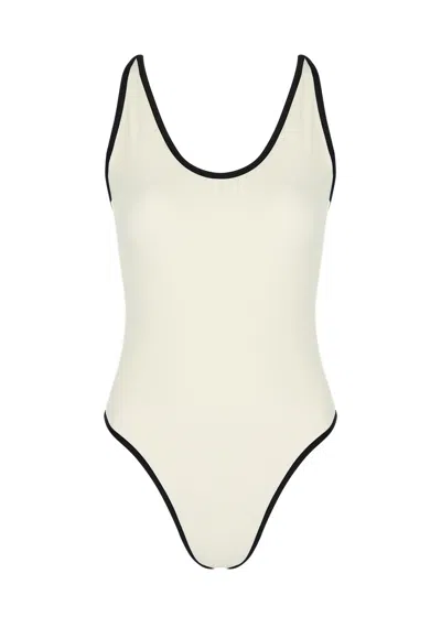 Solaqua Swim Ii Piped-trim Swimsuit In White