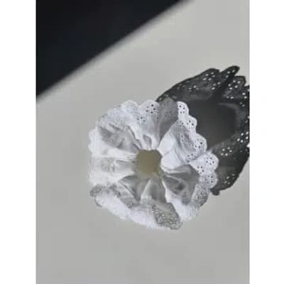 Solar Eclipse - Giant Broderie Anglaise Lace Scrunchie In White