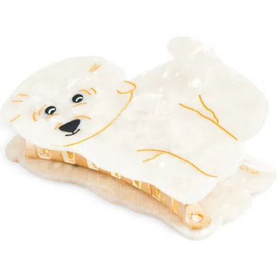 Solar Eclipse Bichon Frise Hair Clip In White