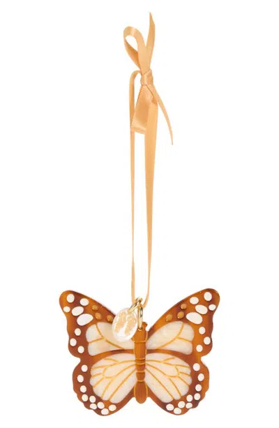 Solar Eclipse Boho Monarch Butterfly Hand-painted Ornament In Brown