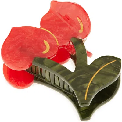 Solar Eclipse Cherry Heart Claw Hair Clip In Red