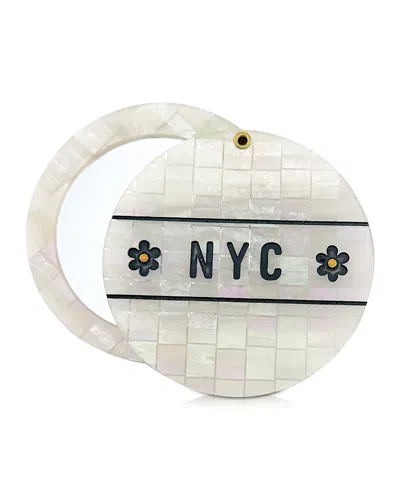 Solar Eclipse Compact Mirror - Nyc Mosaic In Gray