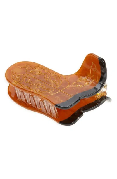 Solar Eclipse Cowboy Boot Hair Claw Clip In Brown