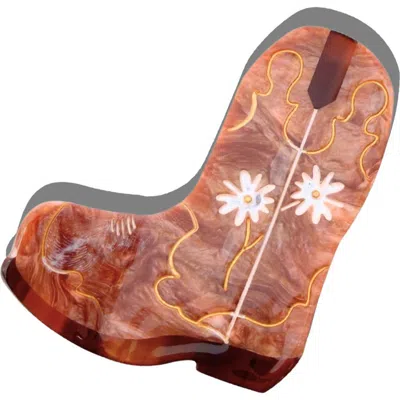 Solar Eclipse Daisy Cowboy Boot Hair Claw Clip In Brown