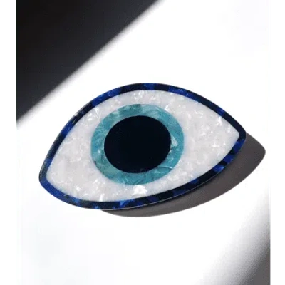 Solar Eclipse Evil Eye Claw Hair Clip In Blue