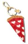 Solar Eclipse Haind Painted Pizza Slice Bag Charm Key Chain In Red