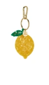 Solar Eclipse Hand Painted Lemon Key Chain Bag Charm In Yellow