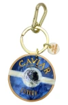 Solar Eclipse Hand Painted Caviar Key Chain Bag Charm In Blue
