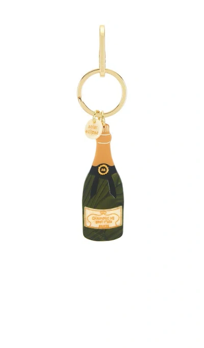 Solar Eclipse Hand-painted Champagne Bag Charm + Keychain In Gold