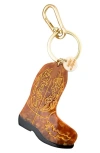 Solar Eclipse Hand Painted Cowboy Boot Key Chain Bag Charm In Gold