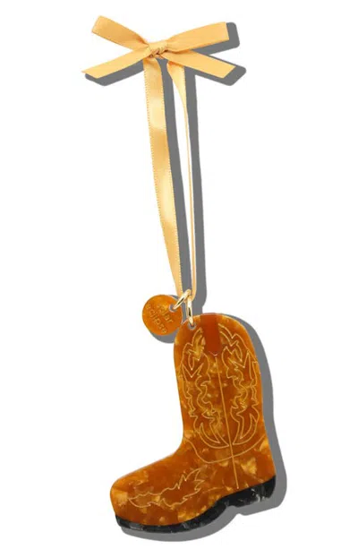 Solar Eclipse Hand Painted Cowboy Boot Ornament In Brown