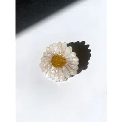 Solar Eclipse Hand-painted Daisy Flower Claw Hair Clip In Metallic