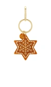 Solar Eclipse Hand-painted Gingerbread Star Bag Charm + Keychain In Gold