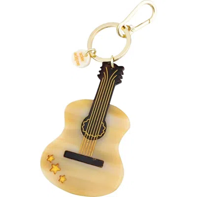 Solar Eclipse Hand Painted Guitar Key Chain Bag Charm In Brown