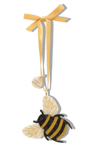 Solar Eclipse Hand Painted Honey Bee Ornament In Yellow