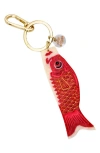 Solar Eclipse Hand Painted Japanese Carp Key Chain Bag Charm In Red