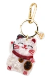 Solar Eclipse Hand Painted Lucky Cat Key Chain Bag Charm In Multi