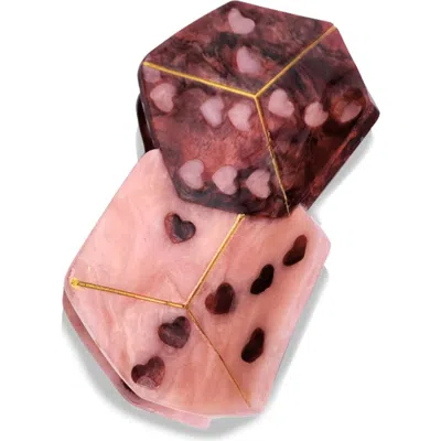 Solar Eclipse Hand Painted Lucky Dice Claw Clip In Pink