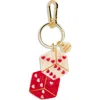 Solar Eclipse Hand Painted Lucky Dice Key Chain Bag Charm In Red